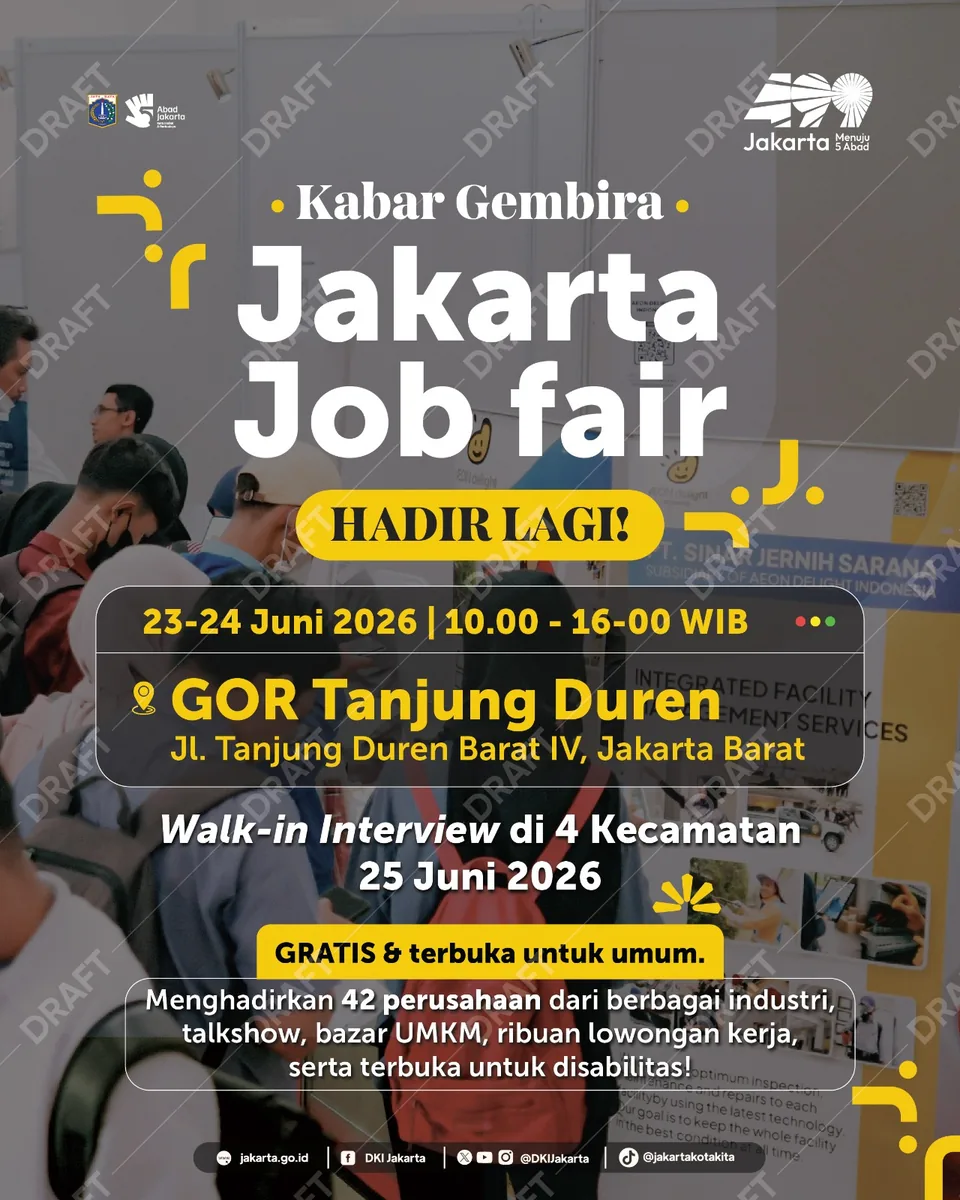 Job Fair Kabupaten Asahan 2026 (Suku Dinas TKTE Wilayah Kabupaten Asahan Barat) : 23-24 Juni 2026