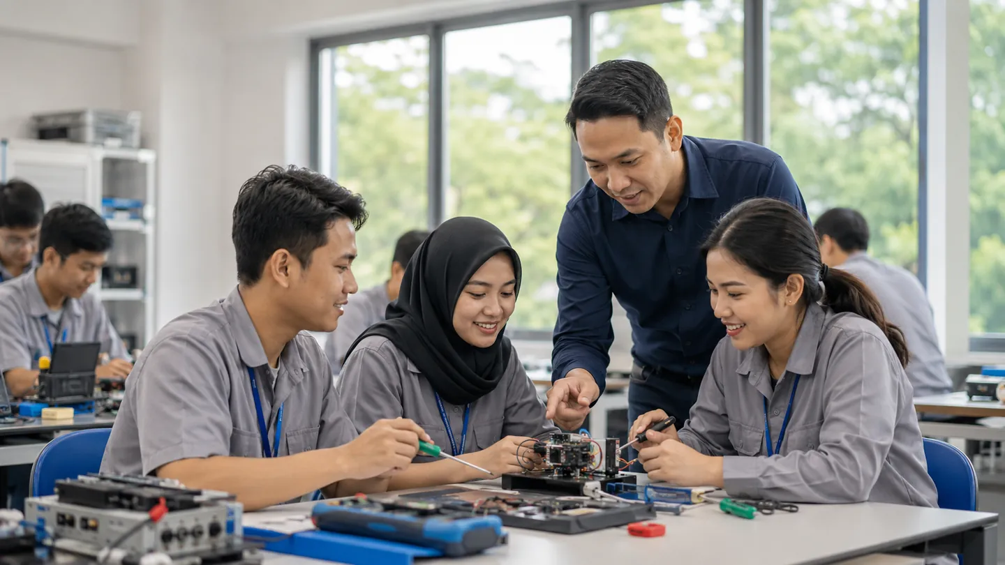 Peserta pelatihan kerja mengikuti praktik keterampilan dengan arahan instruktur